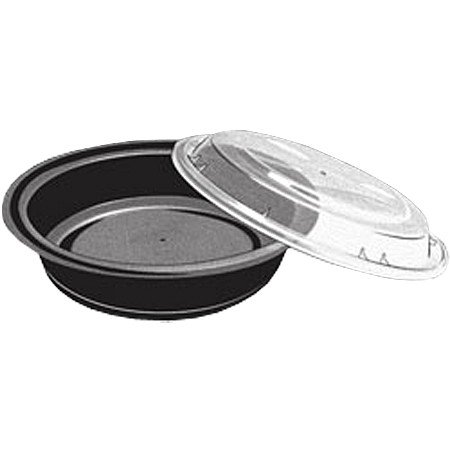 Northlight 150-Count 48 oz. Black Microwavable Plastic Take Out Container with Clear Lid