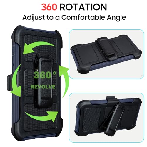 Saiboro for iPhone 15 Case with Belt Clip Holster & Stand, Defender Anti-Drop Protection, 2-Layer Sturdy Protective Case for iPhone 15, Defender Belt Clip Case Blue by Saiboro - Image 5