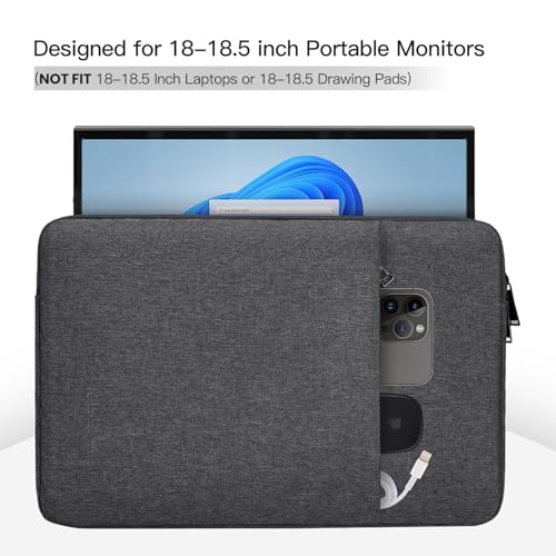 Image of 18.5 Inch Portable Monitor Case Compatible with Most Large 18 /18.5 Inch Portable Monitor Pouch Sleeve Bag with Pocket, Space Grey(NOT FIT 18 INCH Laptop)