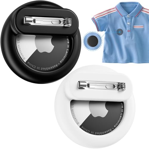 Air Tags-2 Pack Apple Kids Hidden Case, for Apple AirTag Holder Tracker with Safety Pin, Anti-Lost for Kids, Baby, Elderly, Luggage, Shoe, Clothes, Backpack - Black+White
