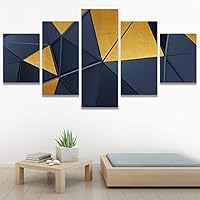 SIGNWIN 5 Panel Canvas Wall Art Modern Art Contemporary Dramatic Geometric Mixed Media Multicolor Patterns for Home Decorations Ready to Hang - 60