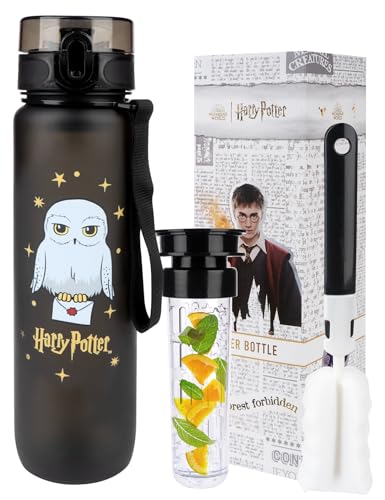 MOMO WAY Wizarding World Botella De Agua Tritan Reutilizable Deportiva Sin BPA Con Inserto De Fruta Para Niños Gimnasio Oficina Colegio Yoga Harry Potter 1000ml