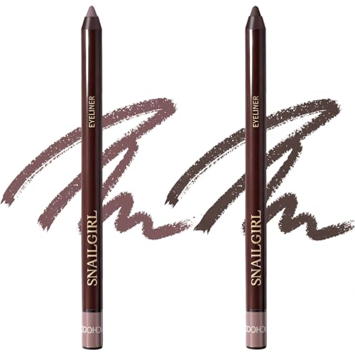 Image of Plum&Brown 2PCS Gel Eyeliner Pencil, Waterproof Smudge-proof Long Lasting Plum Eye Liner, High-Pigmented Smooth Creamy Formula for Mature Women, Eyes Makeup Pen with Sharpener