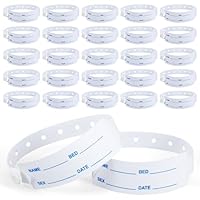 YBEATY 50 Pcs Vinyl Wristbands Patient Events Identification ID Name Bands Adjustable Medical Shield Snap Wristband Extended Wear Secure Bracelets Waterproof Disposable Wristband for Hospital