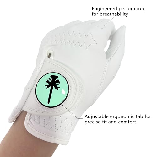 Gabigaba PINKTEE Cabretta Leather Golf Gloves Women Left Hand, Women's Golf Gloves with Ball Marker, Non-Slip Grip & All Weather Comfort — view 5