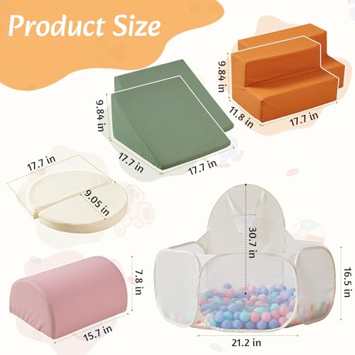 Image of 7 Pieces PU Leather Foam Climbing Blocks with Large Ball Pit,Soft Play Set for Toddlers,Kids Indoor Climbers & Play Structures with Pop Up Foldable Ball Pit,Colorful（Balls Not Included