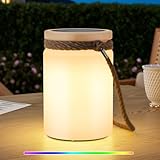 uuffoo Solar Table Lamp Lantern LED Outdoor Cordless IP44 RGB and Warm White Dimmable for Patio Camping Restaurant Terrace​​