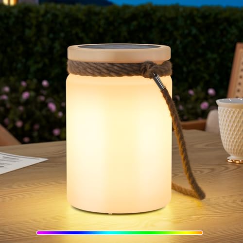 uuffoo Solar Table Lamp Lantern LED Outdoor Cordless IP44 RGB