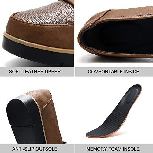 Image of UZB Slip On Loafers for Womens Leather Comfort Memory Foam Dress Shoes