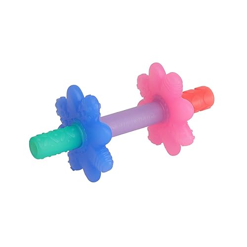 Itzy Ritzy Teensy Tube Teether; Tubo de dentición de silicona con textura hueca para bebé que llega a los dientes frontales y molares posteriores,