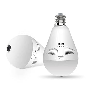 Great Choice Full HD Fisheye 360 degree Panoramic Wireless CCTV WiFi Camera Led Bulb Security Camera (Bulb Camera)