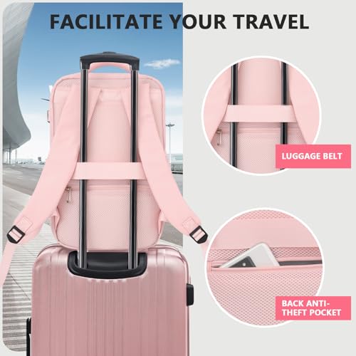 Miniatura 4 de Kirfeiht Mochila Viaje Cabina Avion 40x20x25 Equipaje De Mano Para Ryanair - Maletas De Cabina Pequeña 20l Equipaje De Mano Con Puerto De Carga Usb Para Negocios Y Ocio - Rosado