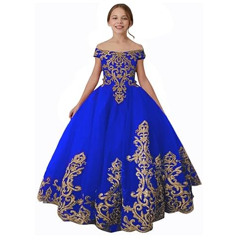 ABAO SISTER Flower Girls Princess Pageant Dreses Party Prom Puffy Ball Gowns Formal Dresses (Size 12,Royal Blue) Cover