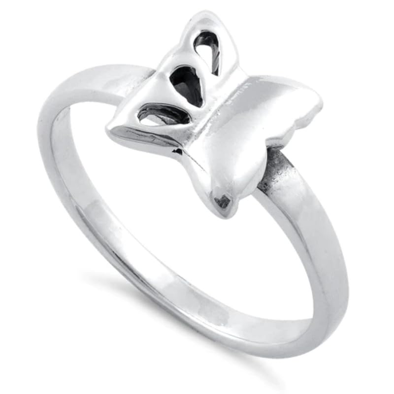 Bague papillon en argent 925 sterling massif empilable pour femme