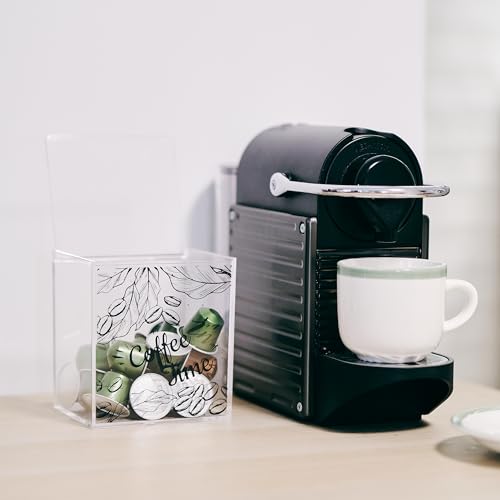 Miniatura 3 de Snowdvance Portacapsulas Metacrilato - Soporte Transparente Para Cápsulas De Café Multiusos, Nespresso, Dolce Gusto, Caja Almacenamiento Con Tapa Antipolvo 13cm X 13cm - Coffe Time