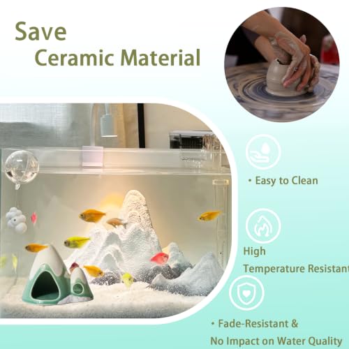 Image of Cute Green Aquarium Decor Ceramic Mountain Betta Fish Tank Cave