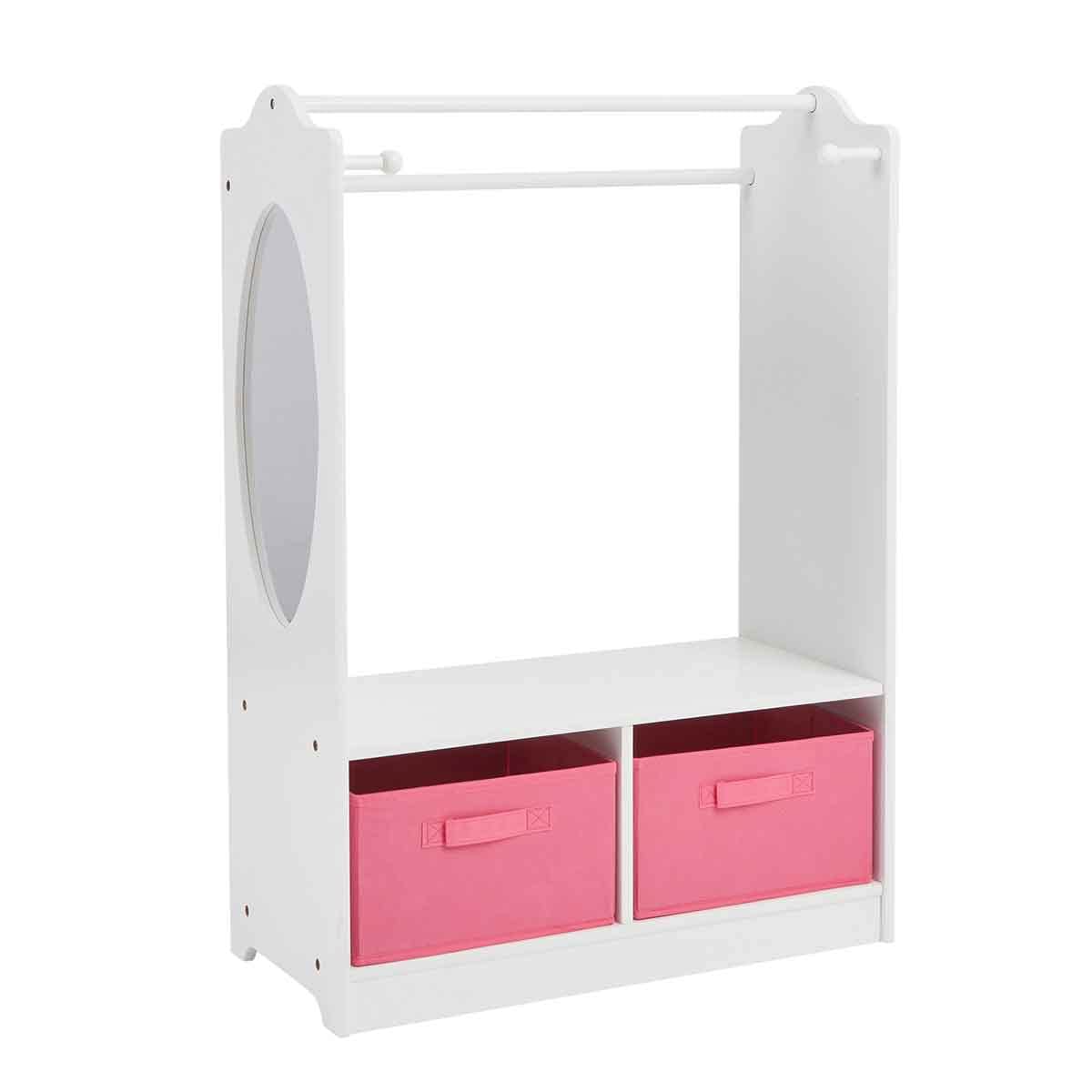 Liberty House Toys Children's White Wooden Dress Up with Storage Bins, MDF, 90cm H x 30cm W x 63cm D