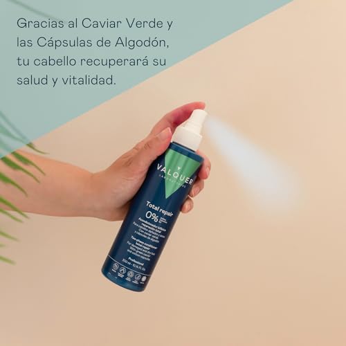 Valquer Acondicionador Bifásico Total Repair Zero. Repara, Suaviza y Nutre el Cabello Dañado y Seco. Hidratación Intensa con Caviar verde y Cápsulas de Algodón. Vegano. 300 ml - imagen 6