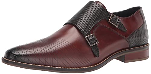 STACY ADAMS Men's Jamar Burnished Leather Monk Strap Loafer, Cognac, 9.5