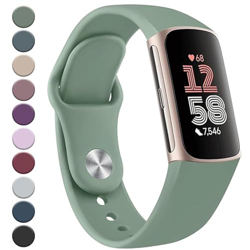 Meliya Strap for Fitbit Charge 6 for Women Men Silicone Replacement Sport Replacement Wristband Compatible with Charge 5