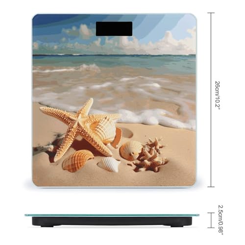 Báscula digital de baño Seashells Starfish con pantalla LCD grande miniatura 2