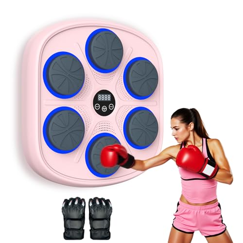Music Boxing Machine Boxmaschine mit Musik, Wandmontiertes Box Maschine mit Boxhandschuhen, Boxtrainer mit Bluetooth hat 9 Modi und 9 Geschwindigkeiten Einstellbar, Geschenk für Erwachsene und Kinder