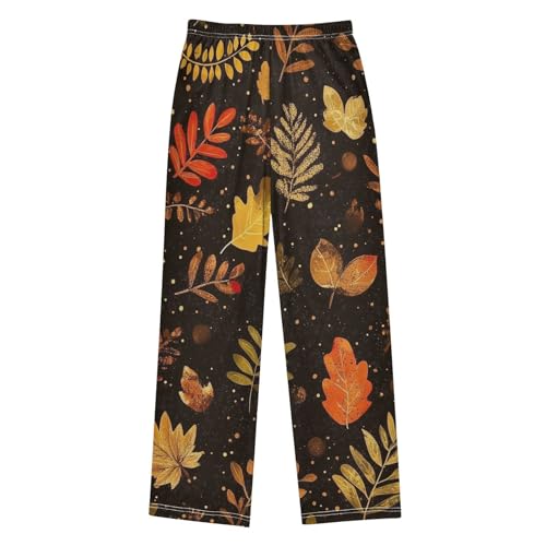ZZXXB Autumn Leaves Boys Long Pants Soft Trousers Elastic Waist Kids Lounge Bottoms with Pockets S-XL2