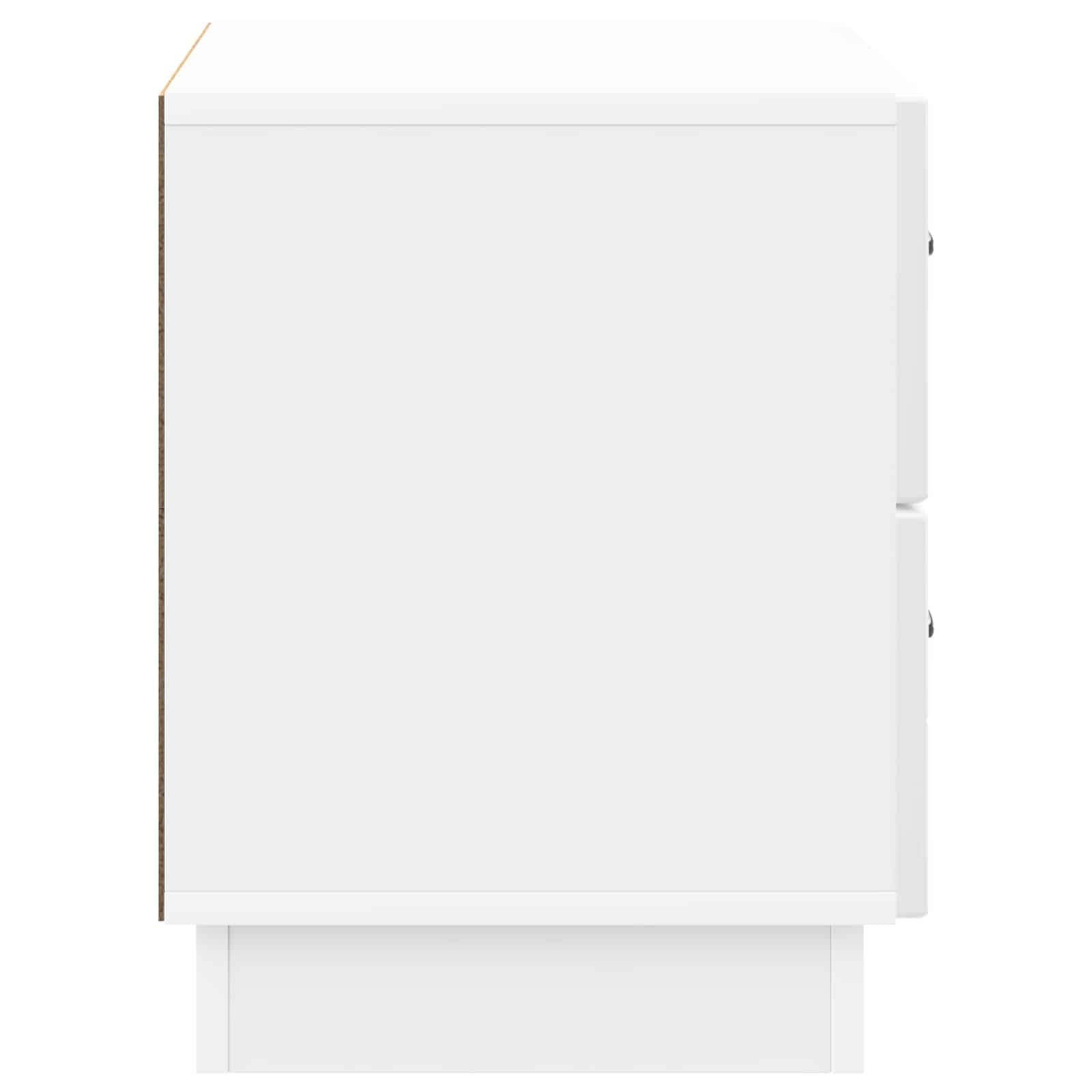 Mesita de noche con 2 cajones, color blanco brillante, 62 x 34,5 x