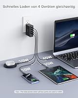 TOPADRE 100W USB C Ladegerät Reiseadapter, 4-Port UK/EU/AU für MacBook – Ansicht 5