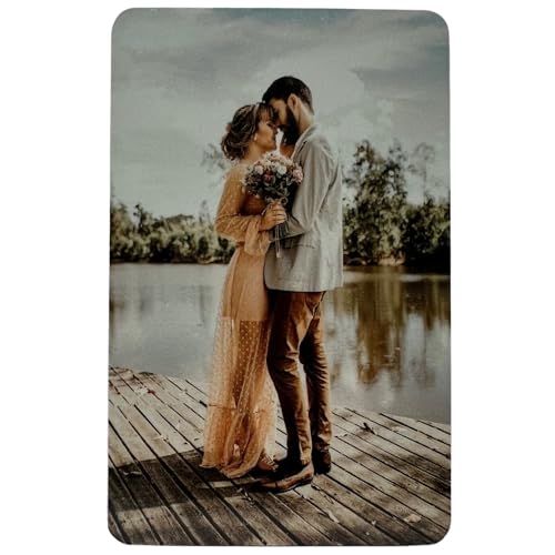 Personalized Metal Photo Card, Customizable Text/Image, Durable, Elegant (1 Side - Photo Only - Color)