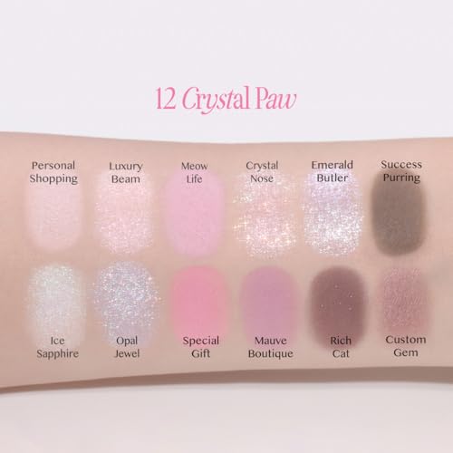 Image of CLIO Pro Eye Palette Air, 12-Color Matte & Shimmer Eye Shadow, Air-Fit Pigmented Buildable Color, Low Fallout, Cool Light Neutral Tone for Daily Makeup, Safe for Sensitive Eyes (12 CRYSTAL PAW)