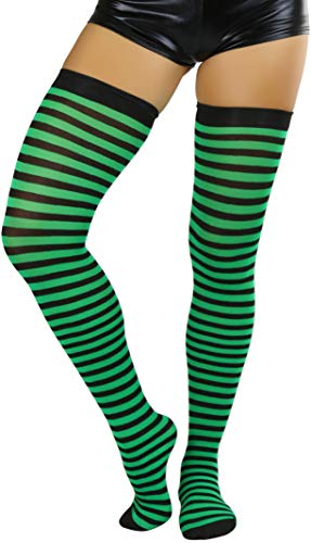 Image of ToBeInStyle Women's Opaque Hosiery Thin Striped Thigh High Long Stocking