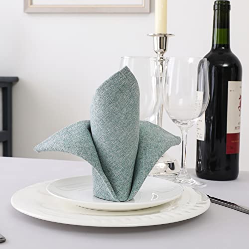 H.versailtex Linen Textured Cloth Napkins Set Of 12 (18" X 18") Linen Textured Dinner Napkins Waterproof Extra Soft Thick Durable Reusable Napkins With Hemmed Edges, Aqua Gray #TOP5