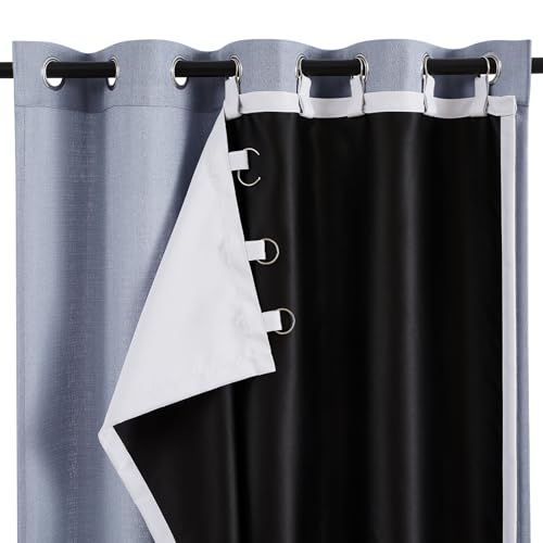 Melodieux Lot de 2 doublures de rideaux 100 % occultants à isolation thermique pour rideaux de 183 cm de long, doublure bloquant la chaleur, le froid et la...