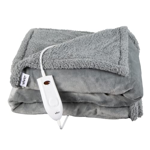 Vive Heated Electric Throw Blanket - 50 X 60 Dark Grey Soft Cozy Throw Blanket - Reversible, Portable - Fast Heating For Couch, Bed, Living Room - Ideal For Men, Women, Adults & Kids #TOP19