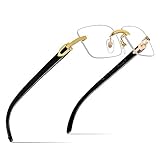 Street Knitted Retro Small Rimless Clear Lens Gold Frame Hip Hop Sunglasses Rectangle Men Women Frameless 90’s Shades Black Woodgrain Arm Fashion Frameless Square Clear Tint Eye Glasses