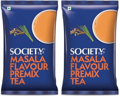 Image of Society One Minute Tea | Masala Flavour | Made with Ginger, Clove, Black Pepper, Cinnamon | Masala Chai | Flavoured Instant Tea | 1 Kg Pouch | Pack of 2