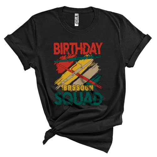 Generic Vintage Birthday Bassoon Squad, Joyful Birthday Bassoon Lover, Matching Family Group Unisex T-Shirt Black, Small