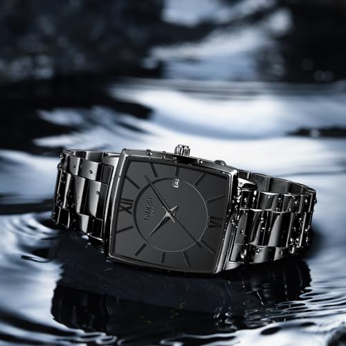 Image of NIBOSI Men's Watches Analog Military Sport Black Dial Watches for Men Business Waterproof Casual Watch Stainless Steel Wrist Watches Date
