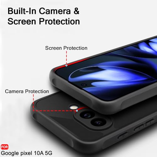 Image of TheGiftKart for Google Pixel 10a Case, Matte Frosted Hard Back Cover Compatible with MagSafe, Hybrid Shockproof Google Pixel 10a Cover with Camera & Screen Protection (PC & TPU, Translucent Black)