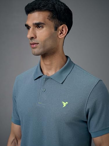 Image of TECHNOSPORT Men's Polyester Slim Fit Self-Design Short Sleeve Polo Matpiq T-Shirt with Anti Microbial, Techno Dry for Regular and Casual Use