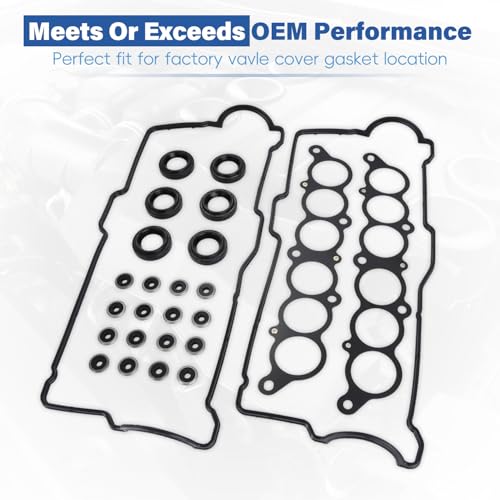 Image of VS50422R Engine Cylinder Valve Cover Gasket Kit Fits for Toyota 3.4L V6 5VZ-FE Engine Compatible with 1996-2002 4Runner 1995-1998 T100 1995-2004 Tacoma 2000-2004 Tundra Replace VC203 MS 95899