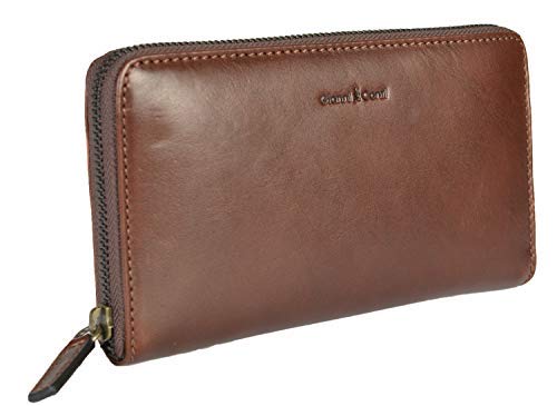 Gianni Conti Fin Italien Cuir Ample Porte-Monnaie Fermeture Éclair Contour 9408106 - Marron, Large