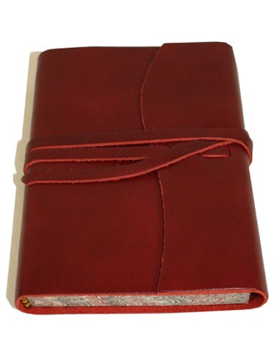 Carnet Roma cuir italien rouge aux bords en marbre, un cadeau unique