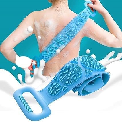 Silicone Bath Towel Back Scrubber for Shower – Dual-Sided Body Exfoliating Silicone Loofah Strap with Handles, Soft Bristles Deep Cleaning Massage Back Washer for Men & Women-image-28