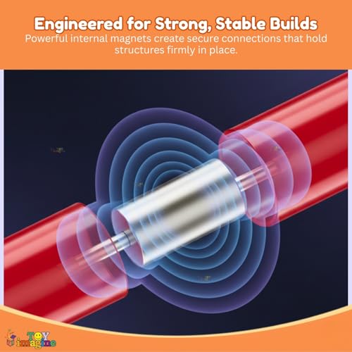 Image of Toy Imagine Magnetic Building Blocks for Kids | Construction STEM Building Toys for Kids 2-5 Years | Safe Magnetic Blocks for Toddlers, Boys & Girls | Educational Blocks & Magnet Toys (36pcs)
