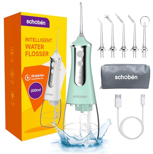 Cordless Water Dental Flosser Picks for Teeth - Portable and Rechargeable Oral Irrigator with 300ML...