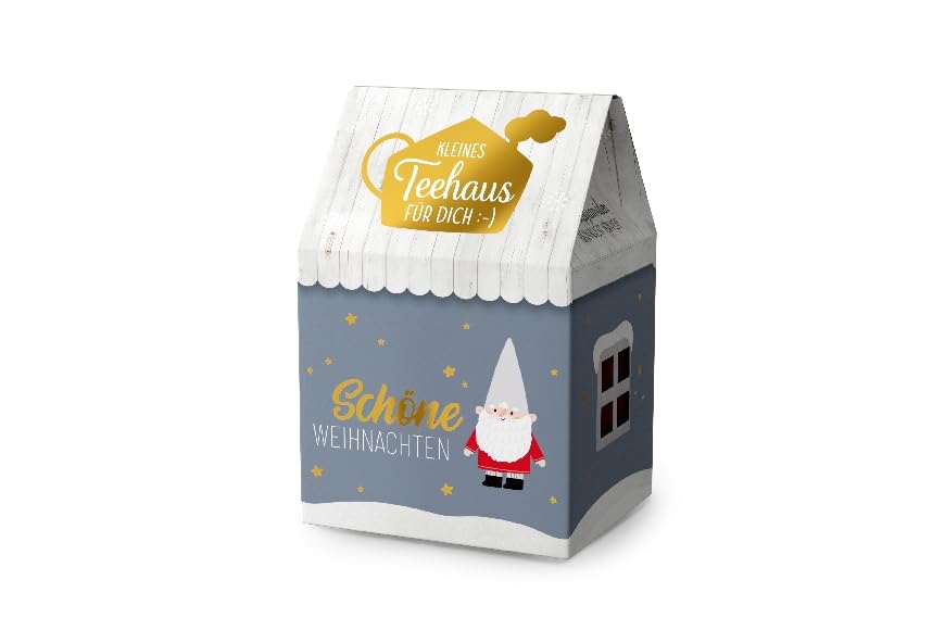 Mini Teehaus Weihnachts-Geschenkset- 12er Display mit 8x 3,5g Früchtetee Sauerkirsche - Sortierte Motive - Ideal als Wichtelgeschenk und Adventskalender-Füller (Display - Rot)