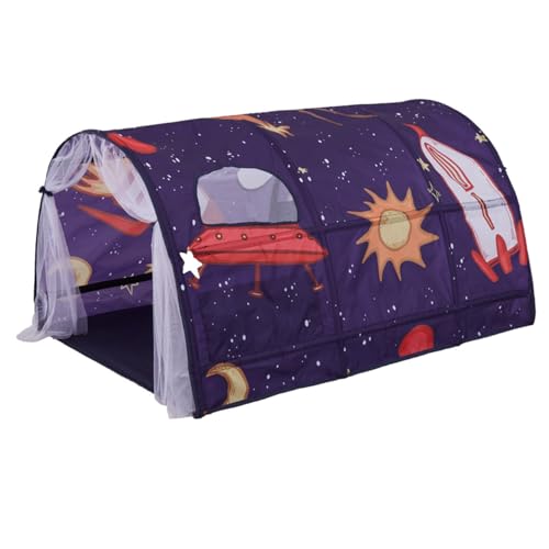 Tente de lit pour Enfants 55 1 x 39 4 x 31 5 Pouces Tunnel de Jeu Espace Galaxy Ciel étoilé Tunnel lit Tente Portable pour Enfants intérieure avec Rideau en...