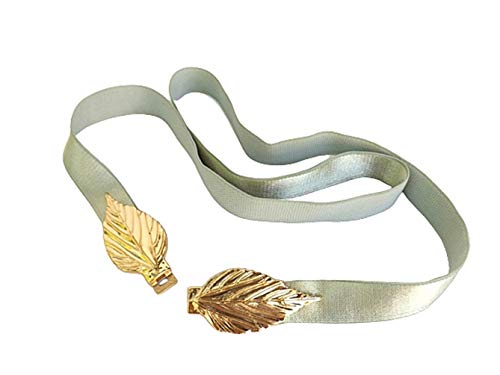 Mint Green Elastic Gold Leaf Waist Dress Belt